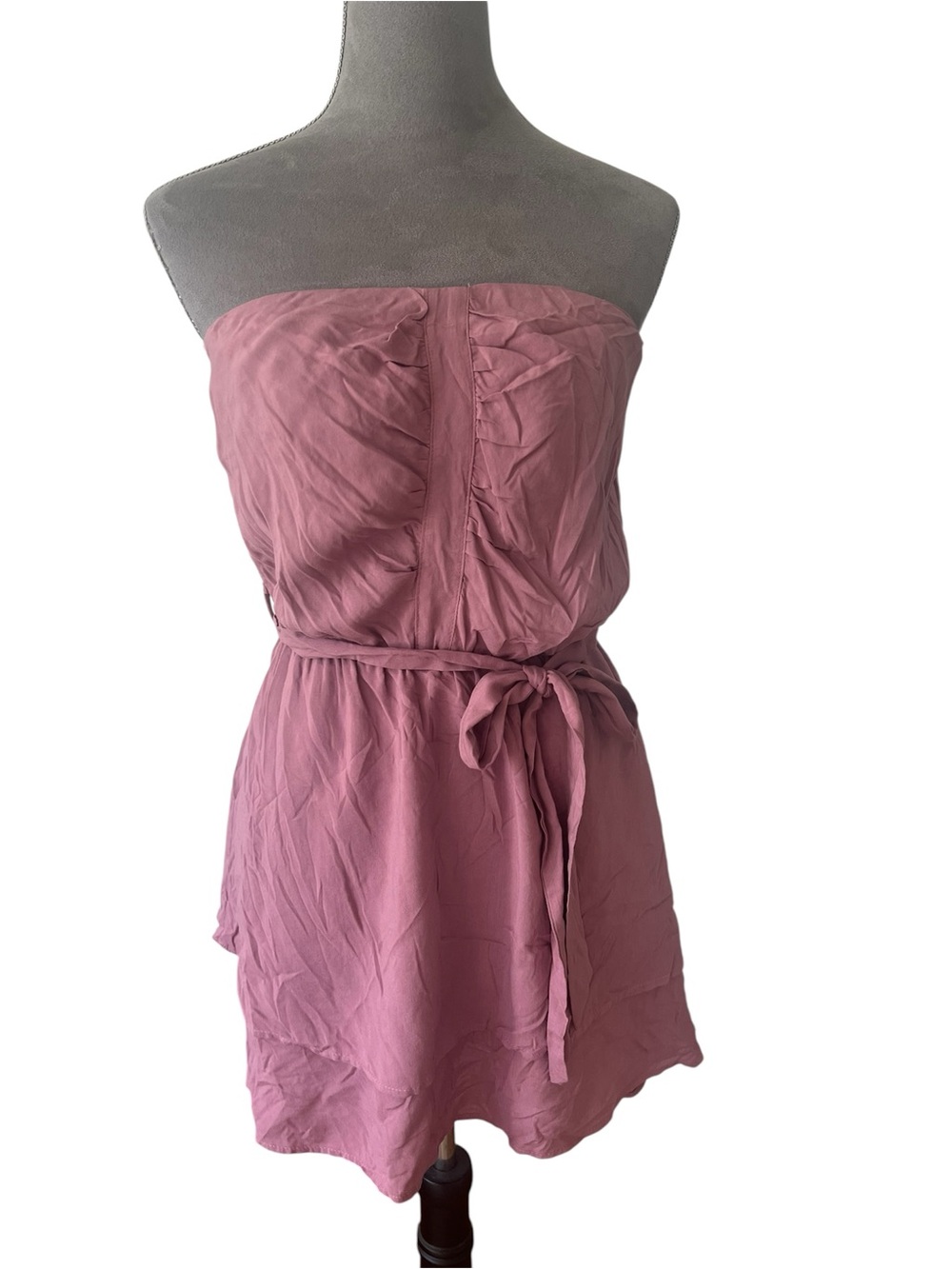 O'Neill Strapless Mauve Pink Belted Mini Dress